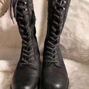 Black Lace-Up Women's Boots